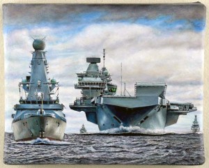 The Royal Navy Fleet Flagship – HMS Queen Elizabeth (Oil on canvas) Iain Gardiner, RMS